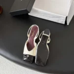 Chanel Women Slingbacks Lambskin Patent Calfskin-White-G47204