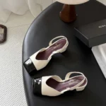 Chanel Women Slingbacks Lambskin Patent Calfskin-White-G47204