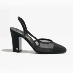 Chanel Women Slingbacks Mesh Grosgrain-Black G45509