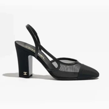Chanel Women Slingbacks Mesh Grosgrain-Black G45509