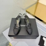 Chanel Women Slingbacks Mesh Grosgrain-Black G45509