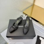 Chanel Women Slingbacks Mesh Grosgrain-Black G45509