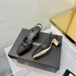 Chanel Women Slingbacks Mesh Grosgrain-Black G45509