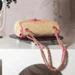 Chanel Women Small Flap Bag Braided Straw Lambskin & Gold-Tone Metal