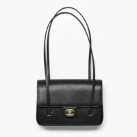 Chanel Women Small Flap Bag Grained Shiny Calfskin & Gold-Tone Metal-Black