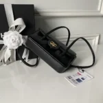 Chanel Women Small Flap Bag Grained Shiny Calfskin & Gold-Tone Metal-Black