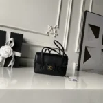 Chanel Women Small Flap Bag Grained Shiny Calfskin & Gold-Tone Metal-Black