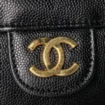 Chanel Women Small Flap Bag Grained Shiny Calfskin & Gold-Tone Metal-Black