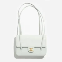 Chanel Women Small Flap Bag Grained Shiny Calfskin & Gold-Tone Metal-Light Green