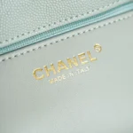 Chanel Women Small Flap Bag Grained Shiny Calfskin & Gold-Tone Metal-Light Green