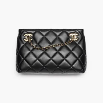 Chanel Women Small Shopping Bag Lambskin & Gold-Tone Metal-Black