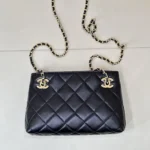 Chanel Women Small Shopping Bag Lambskin & Gold-Tone Metal-Black
