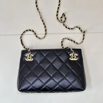 Chanel Women Small Shopping Bag Lambskin & Gold-Tone Metal-Black