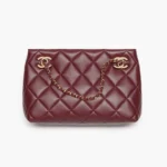 Chanel Women Small Shopping Bag Lambskin & Gold-Tone Metal-Dark Burgundy