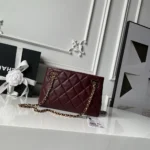 Chanel Women Small Shopping Bag Lambskin & Gold-Tone Metal-Dark Burgundy