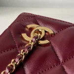 Chanel Women Small Shopping Bag Lambskin & Gold-Tone Metal-Dark Burgundy