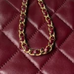 Chanel Women Small Shopping Bag Lambskin & Gold-Tone Metal-Dark Burgundy