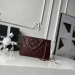 Chanel Women Small Shopping Bag Lambskin & Gold-Tone Metal-Dark Burgundy