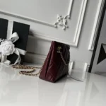 Chanel Women Small Shopping Bag Lambskin & Gold-Tone Metal-Dark Burgundy