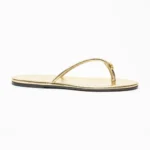 Chanel Women Thongs Crackled Laminated Calfskin-Gold G47243