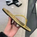 Chanel Women Thongs Crackled Laminated Calfskin-Gold G47243