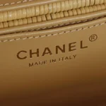 Chanel Women Vanity Case Braided Rattan & Gold-Tone Metal-Beige