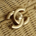 Chanel Women Vanity Case Braided Rattan & Gold-Tone Metal-Beige