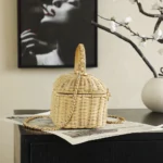 Chanel Women Vanity Case Braided Rattan & Gold-Tone Metal-Beige