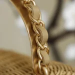 Chanel Women Vanity Case Braided Rattan & Gold-Tone Metal-Beige