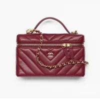 Chanel Women Vanity With Chain Grained Shiny Calfskin & Gold-Tone Metal