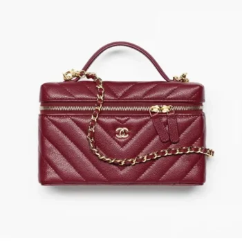 Chanel Women Vanity With Chain Grained Shiny Calfskin & Gold-Tone Metal