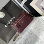 Chanel Women Vanity With Chain Grained Shiny Calfskin & Gold-Tone Metal