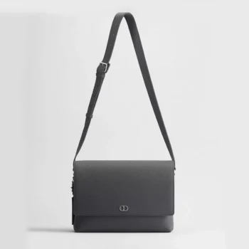 Dior Men CD Icon Messenger Bag with Flap Gris Flanelle Matte Grained Calfskin