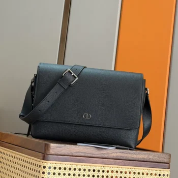 Dior Men CD Icon Messenger Bag with Flap Gris Flanelle Matte Grained Calfskin