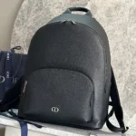 Dior Men CD Icon Zipped Backpack Gris Flanelle Matte Grained Calfskin