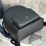 Dior Men CD Icon Zipped Backpack Gris Flanelle Matte Grained Calfskin