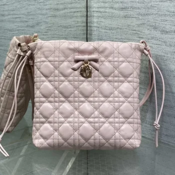 Dior Women Adiorable Mini Bucket Bag Soupir Pink Cannage Lambskin S2611OUQA