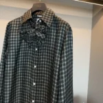 Dior Women Blouse with Removable Bow Tie Green Multicolor Check'n'Dior Silk Twill