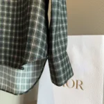 Dior Women Blouse with Removable Bow Tie Green Multicolor Check'n'Dior Silk Twill