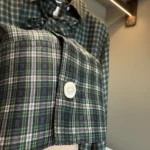 Dior Women Blouse with Removable Bow Tie Green Multicolor Check'n'Dior Silk Twill