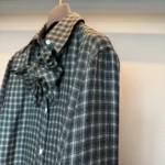 Dior Women Blouse with Removable Bow Tie Green Multicolor Check'n'Dior Silk Twill