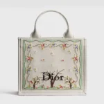 Dior Women Dioramour Small Dior Book Tote with Strap White Multicolor Revolution Flowers Embroidery
