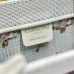 Dior Women Dioramour Small Dior Book Tote with Strap White Multicolor Revolution Flowers Embroidery