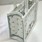 Dior Women Dioramour Small Dior Book Tote with Strap White Multicolor Revolution Flowers Embroidery