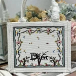 Dior Women Dioramour Small Dior Book Tote with Strap White Multicolor Revolution Flowers Embroidery