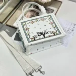 Dior Women Dioramour Small Dior Book Tote with Strap White Multicolor Revolution Flowers Embroidery