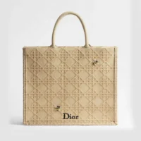 Dior Women Large Dior Book Tote Natural Raffia-Effect Cannage Embroidery M1349OEQY