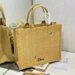 Dior Women Large Dior Book Tote Natural Raffia-Effect Cannage Embroidery M1349OEQY