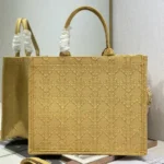Dior Women Large Dior Book Tote Natural Raffia-Effect Cannage Embroidery M1349OEQY