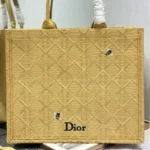 Dior Women Large Dior Book Tote Natural Raffia-Effect Cannage Embroidery M1349OEQY